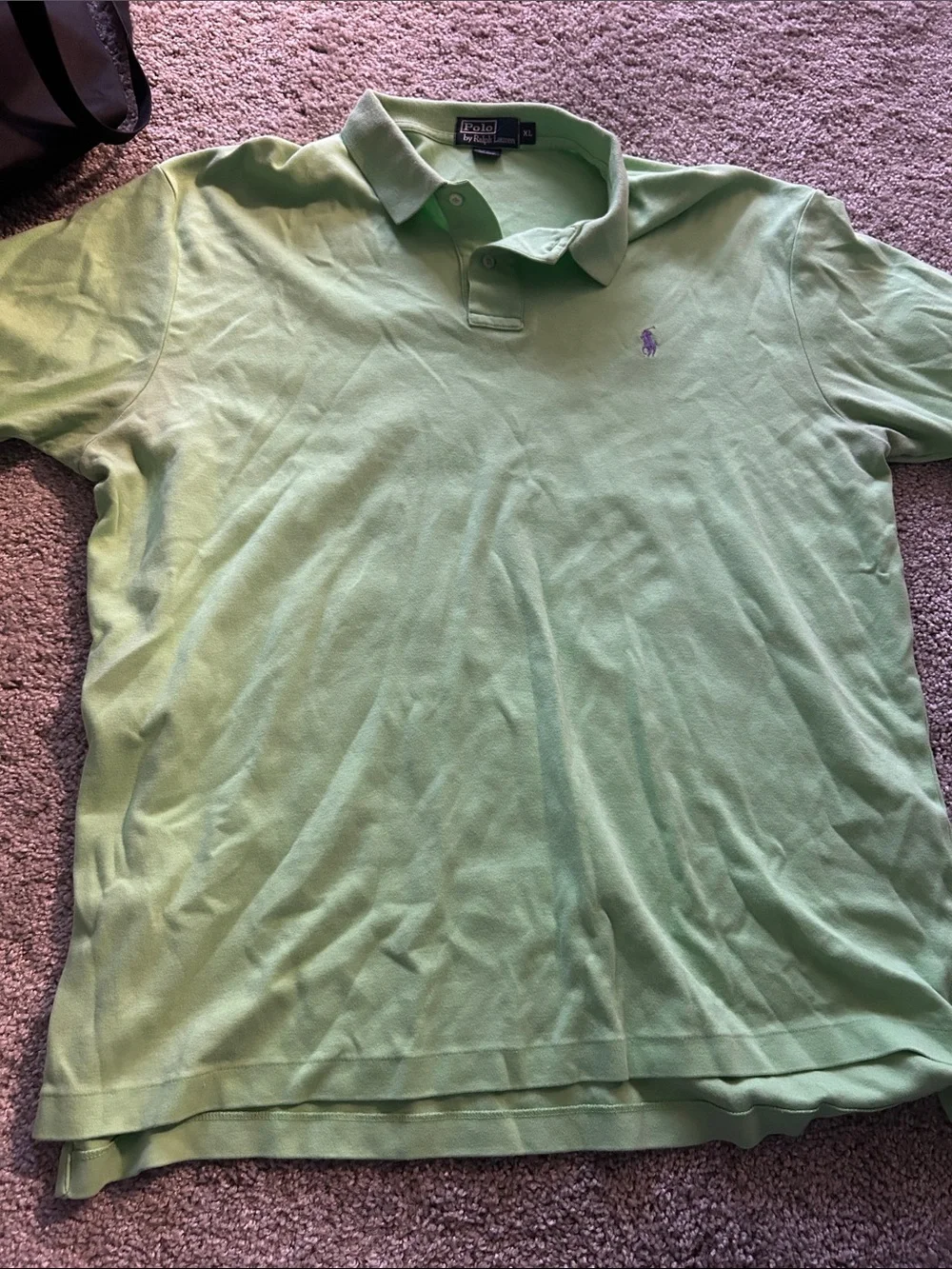 Ralph Lauren Light Green Polo Shirt with Purple Pony